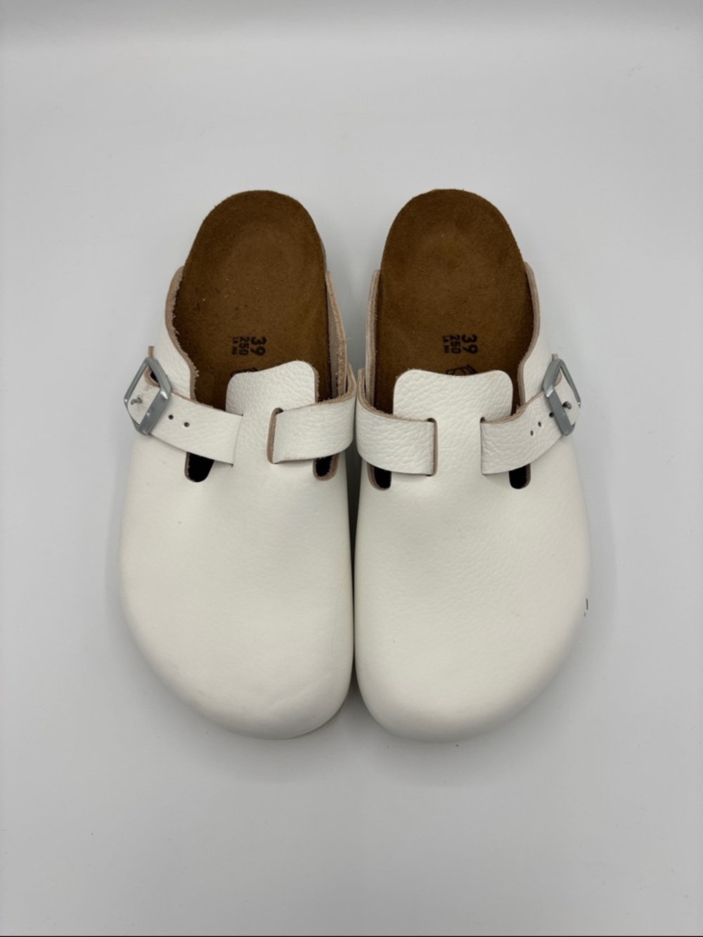 Birkenstock White Boston Clogs